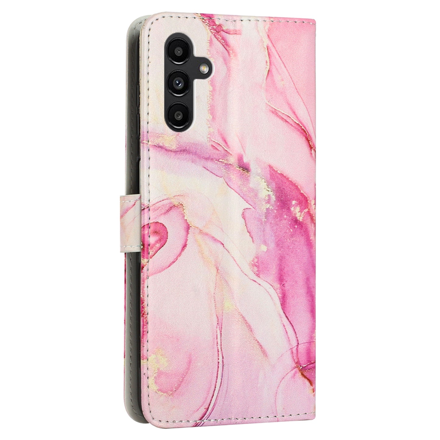 For Samsung Galaxy A24 4G Phone Wallet Case Marble Pattern PU Leather Stand Cover with Wrist Strap