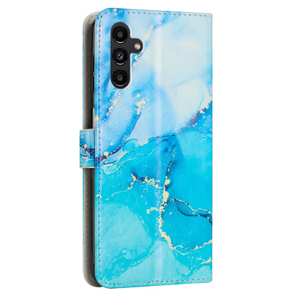 For Samsung Galaxy A24 4G Phone Wallet Case Marble Pattern PU Leather Stand Cover with Wrist Strap