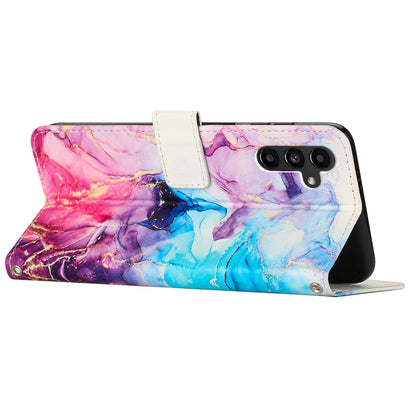 For Samsung Galaxy A24 4G Phone Wallet Case Marble Pattern PU Leather Stand Cover with Wrist Strap