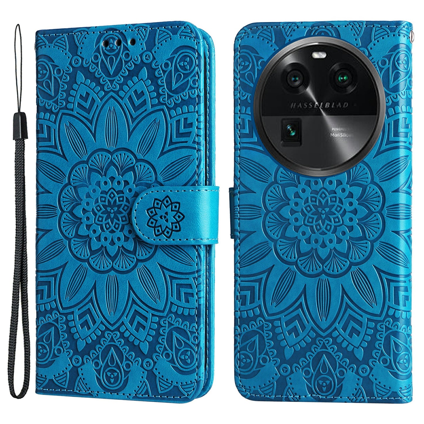 For Oppo Find X6 Full Protection Phone Cover PU Leather Wallet Sunflower Imprinted Stand Case
