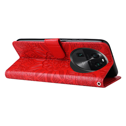 For Oppo Find X6 Full Protection Phone Cover PU Leather Wallet Sunflower Imprinted Stand Case