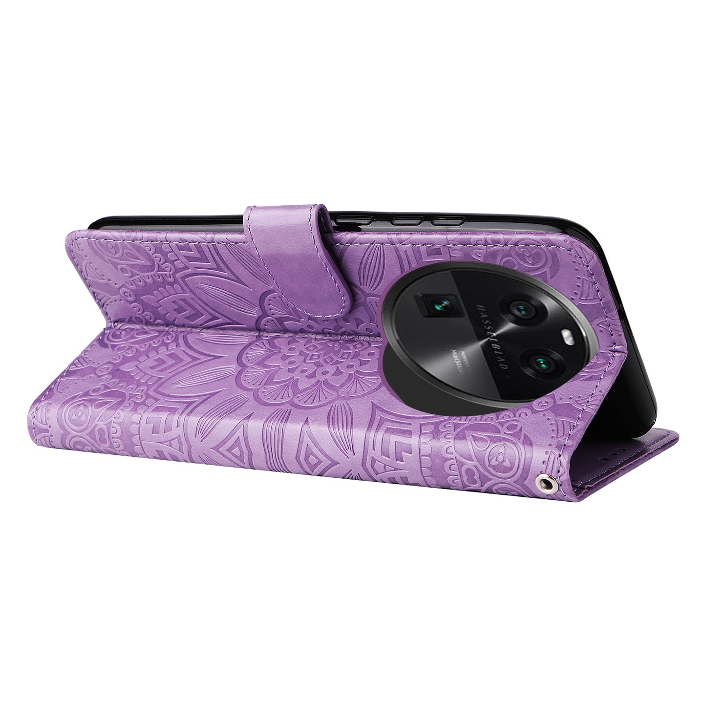 For Oppo Find X6 Full Protection Phone Cover PU Leather Wallet Sunflower Imprinted Stand Case