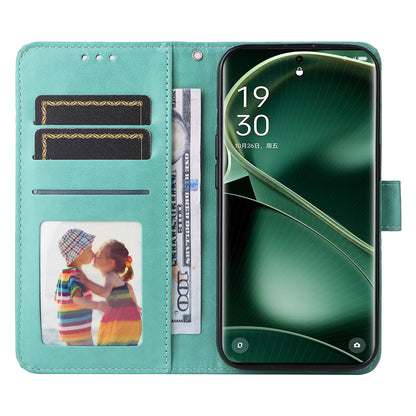 For Oppo Find X6 Full Protection Phone Cover PU Leather Wallet Sunflower Imprinted Stand Case