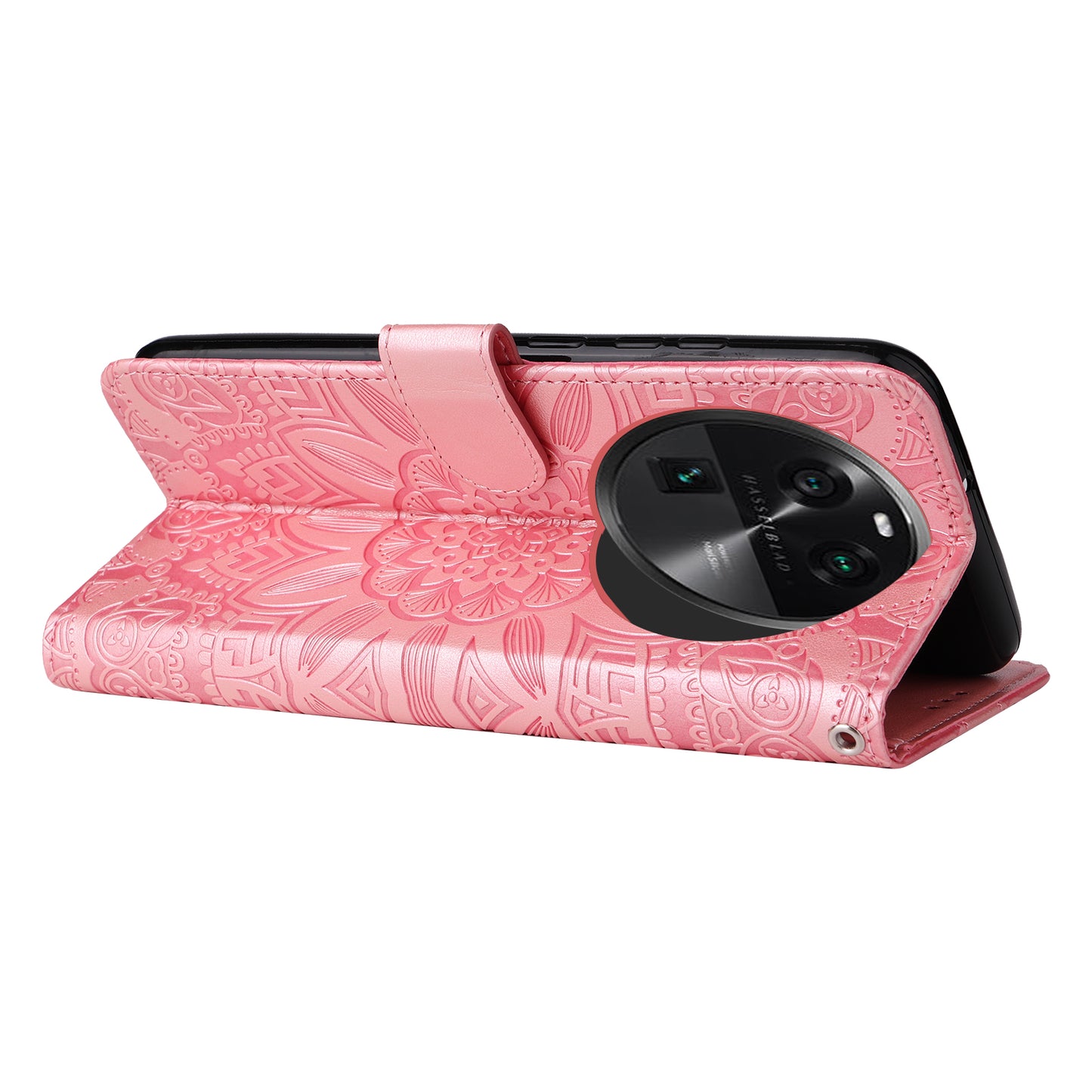 For Oppo Find X6 Full Protection Phone Cover PU Leather Wallet Sunflower Imprinted Stand Case