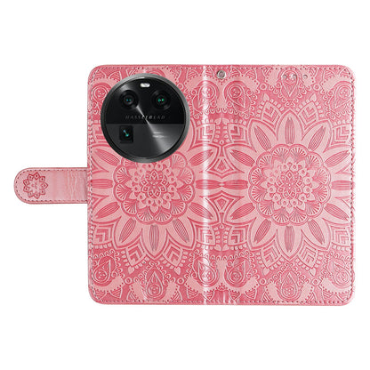 For Oppo Find X6 Full Protection Phone Cover PU Leather Wallet Sunflower Imprinted Stand Case