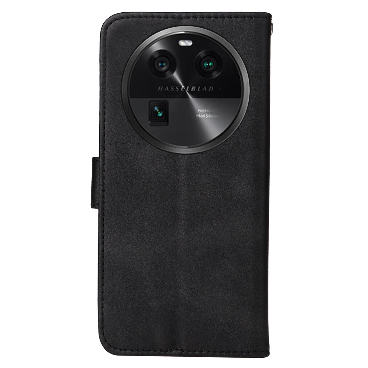 Leather Case for Oppo Find X6 Calf Texture Wallet Stand Shockproof Cell Phone Cover with Strap