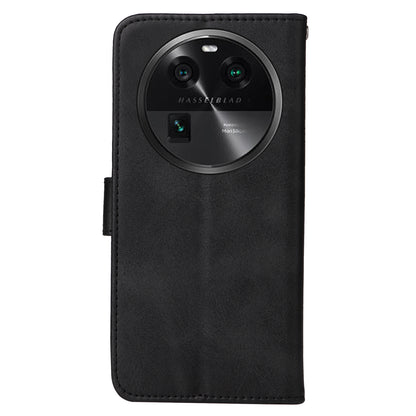 Leather Case for Oppo Find X6 Calf Texture Wallet Stand Shockproof Cell Phone Cover with Strap