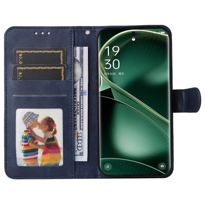 Leather Case for Oppo Find X6 Calf Texture Wallet Stand Shockproof Cell Phone Cover with Strap