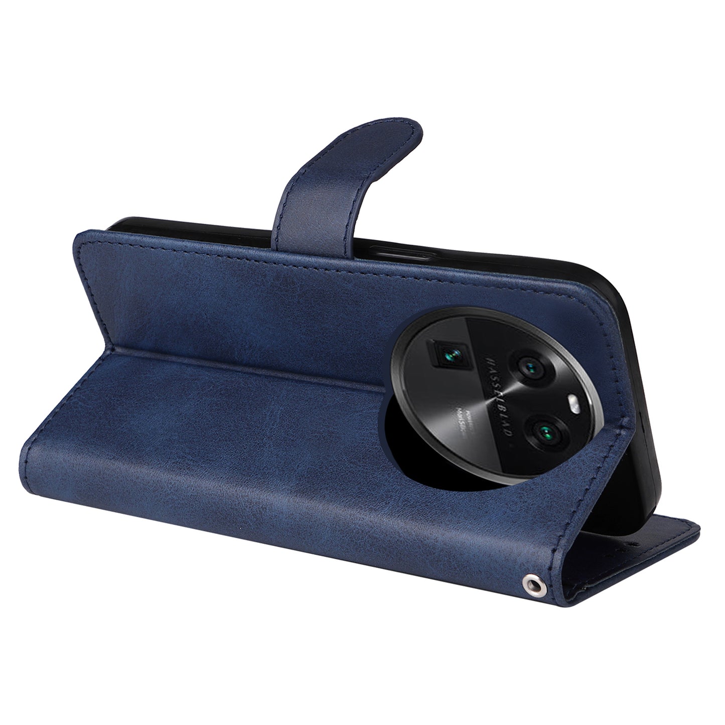 Leather Case for Oppo Find X6 Calf Texture Wallet Stand Shockproof Cell Phone Cover with Strap