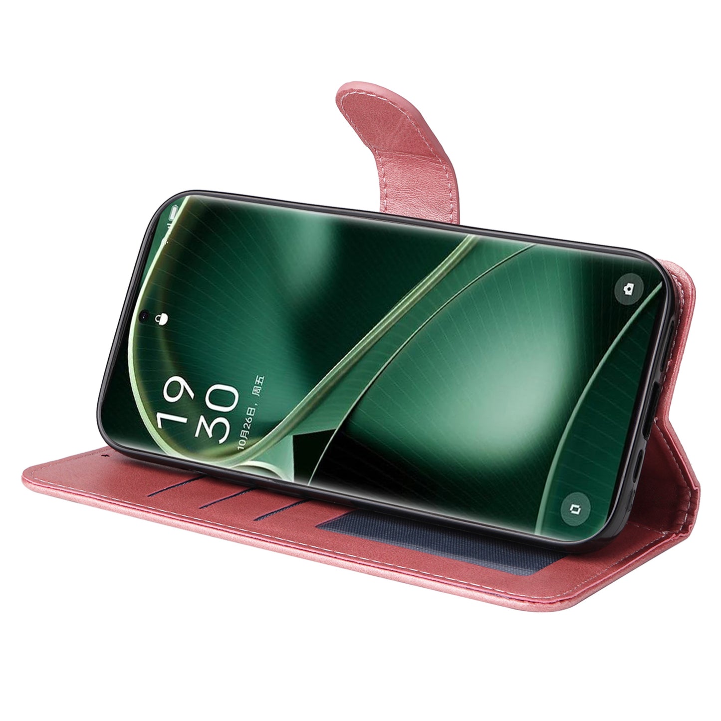 Leather Case for Oppo Find X6 Calf Texture Wallet Stand Shockproof Cell Phone Cover with Strap