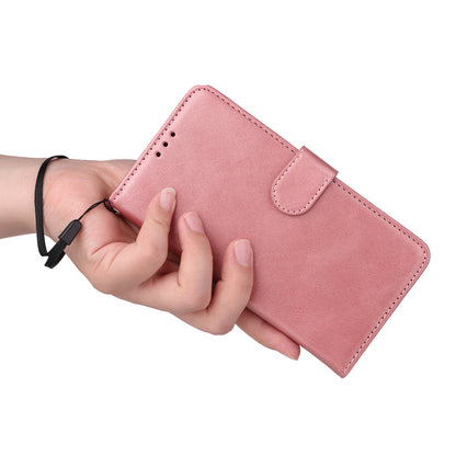 Leather Case for Oppo Find X6 Calf Texture Wallet Stand Shockproof Cell Phone Cover with Strap
