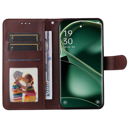 Leather Case for Oppo Find X6 Calf Texture Wallet Stand Shockproof Cell Phone Cover with Strap