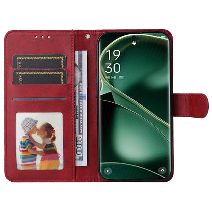 Leather Case for Oppo Find X6 Calf Texture Wallet Stand Shockproof Cell Phone Cover with Strap