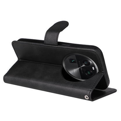 Shockproof Leather Case for Oppo Find X6 Pro Calf Texture Wallet Stand Cell Phone Cover with Strap