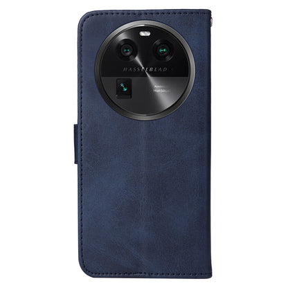 Shockproof Leather Case for Oppo Find X6 Pro Calf Texture Wallet Stand Cell Phone Cover with Strap