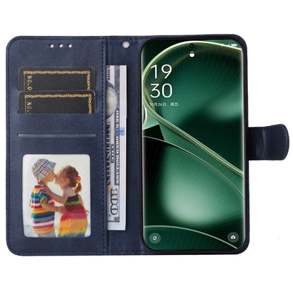 Shockproof Leather Case for Oppo Find X6 Pro Calf Texture Wallet Stand Cell Phone Cover with Strap