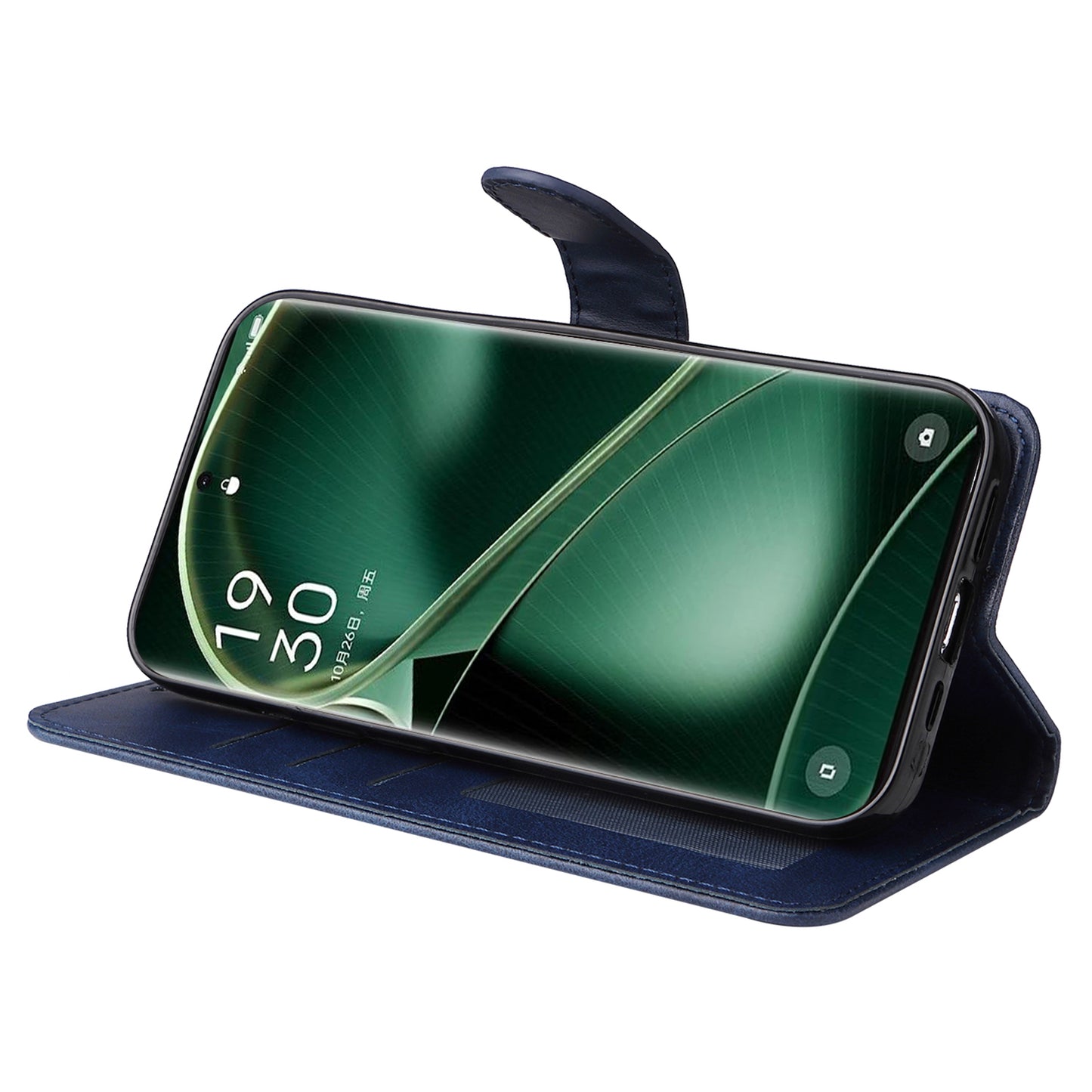 Shockproof Leather Case for Oppo Find X6 Pro Calf Texture Wallet Stand Cell Phone Cover with Strap