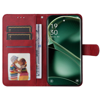 Shockproof Leather Case for Oppo Find X6 Pro Calf Texture Wallet Stand Cell Phone Cover with Strap