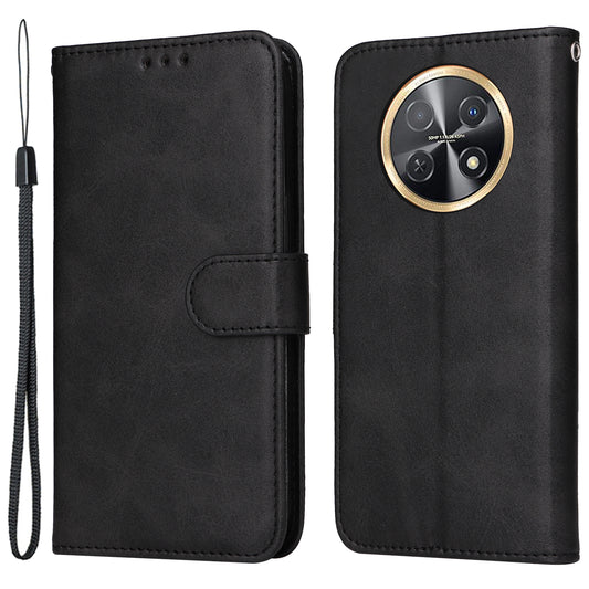 For Huawei Enjoy 60X Calf Texture Leather Case Wallet Stand Cell Phone Cover with Strap