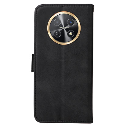 For Huawei Enjoy 60X Calf Texture Leather Case Wallet Stand Cell Phone Cover with Strap