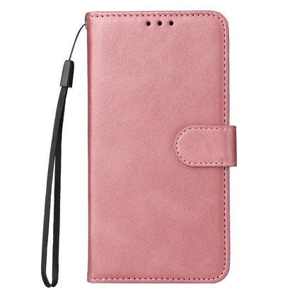 For Huawei Enjoy 60X Calf Texture Leather Case Wallet Stand Cell Phone Cover with Strap