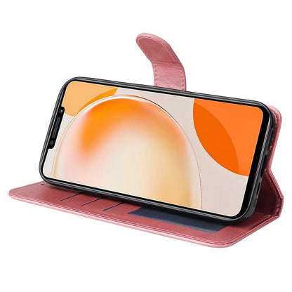 For Huawei Enjoy 60X Calf Texture Leather Case Wallet Stand Cell Phone Cover with Strap