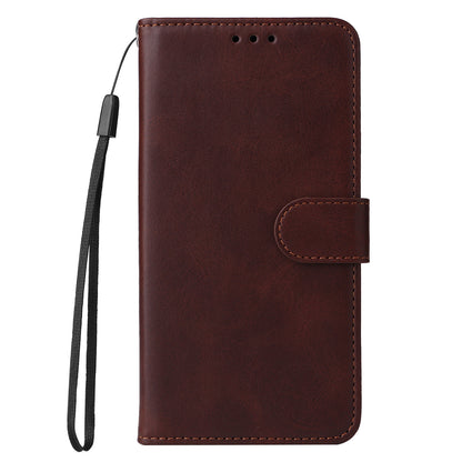For Huawei Enjoy 60X Calf Texture Leather Case Wallet Stand Cell Phone Cover with Strap