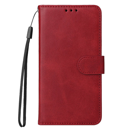 For Huawei Enjoy 60X Calf Texture Leather Case Wallet Stand Cell Phone Cover with Strap