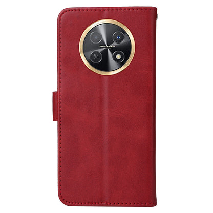 For Huawei Enjoy 60X Calf Texture Leather Case Wallet Stand Cell Phone Cover with Strap