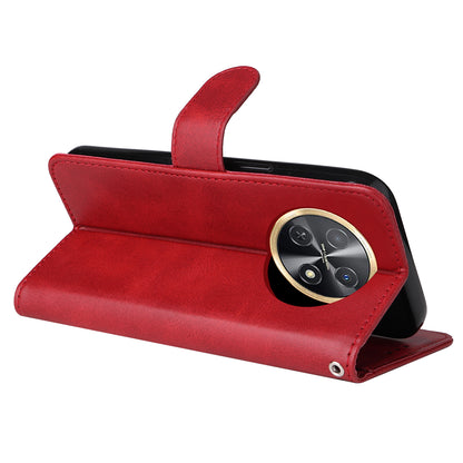 For Huawei Enjoy 60X Calf Texture Leather Case Wallet Stand Cell Phone Cover with Strap