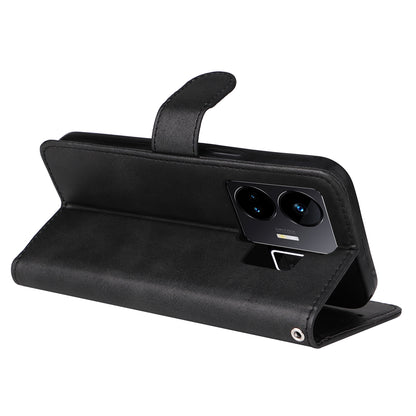 Cell Phone Cover for Realme GT Neo 5 5G / GT3 5G Calf Texture Leather Wallet Stand Case with Strap