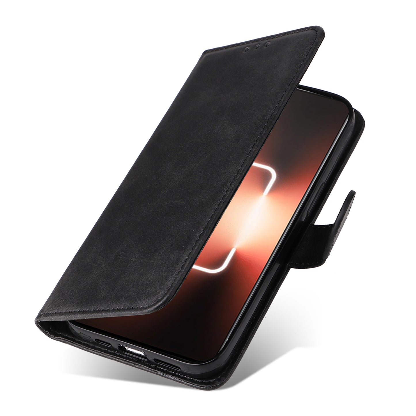 Cell Phone Cover for Realme GT Neo 5 5G / GT3 5G Calf Texture Leather Wallet Stand Case with Strap