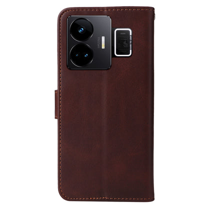 Cell Phone Cover for Realme GT Neo 5 5G / GT3 5G Calf Texture Leather Wallet Stand Case with Strap