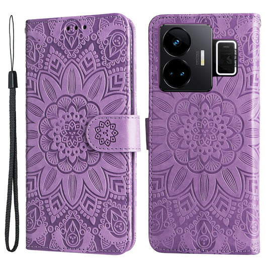 Phone Case for Realme GT Neo 5 5G / GT3 5G Leather Wallet Sunflower Imprinted Phone Stand Cover