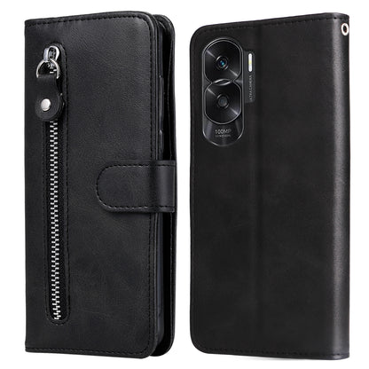 For Honor X50i 5G / 90 Lite 5G Zipper Pocket Phone Case Stand Shell Calf Texture Dustproof Wallet Smartphone Cover