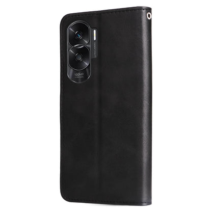 For Honor X50i 5G / 90 Lite 5G Zipper Pocket Phone Case Stand Shell Calf Texture Dustproof Wallet Smartphone Cover