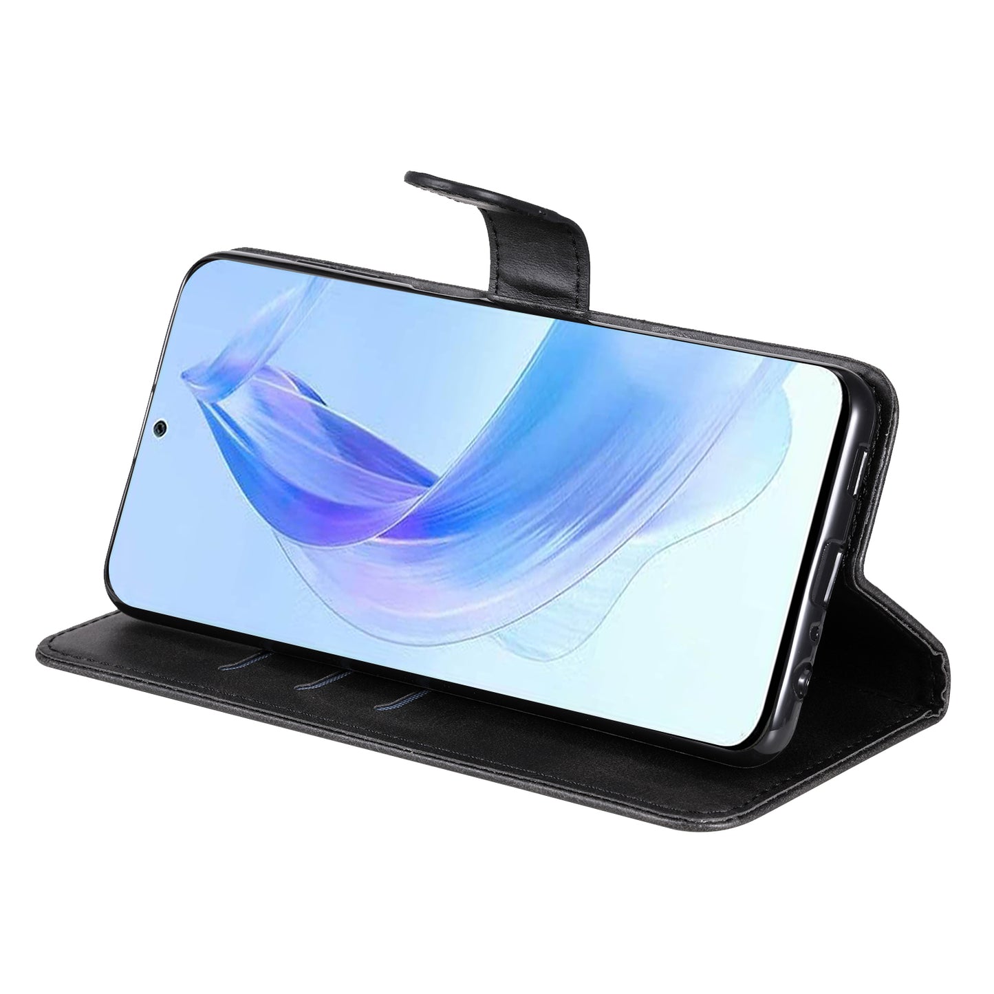 For Honor X50i 5G / 90 Lite 5G Zipper Pocket Phone Case Stand Shell Calf Texture Dustproof Wallet Smartphone Cover