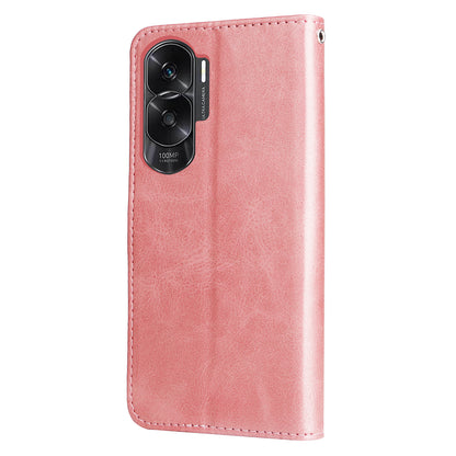 For Honor X50i 5G / 90 Lite 5G Zipper Pocket Phone Case Stand Shell Calf Texture Dustproof Wallet Smartphone Cover