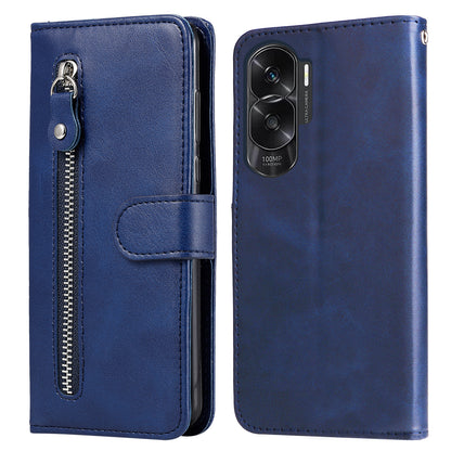 For Honor X50i 5G / 90 Lite 5G Zipper Pocket Phone Case Stand Shell Calf Texture Dustproof Wallet Smartphone Cover