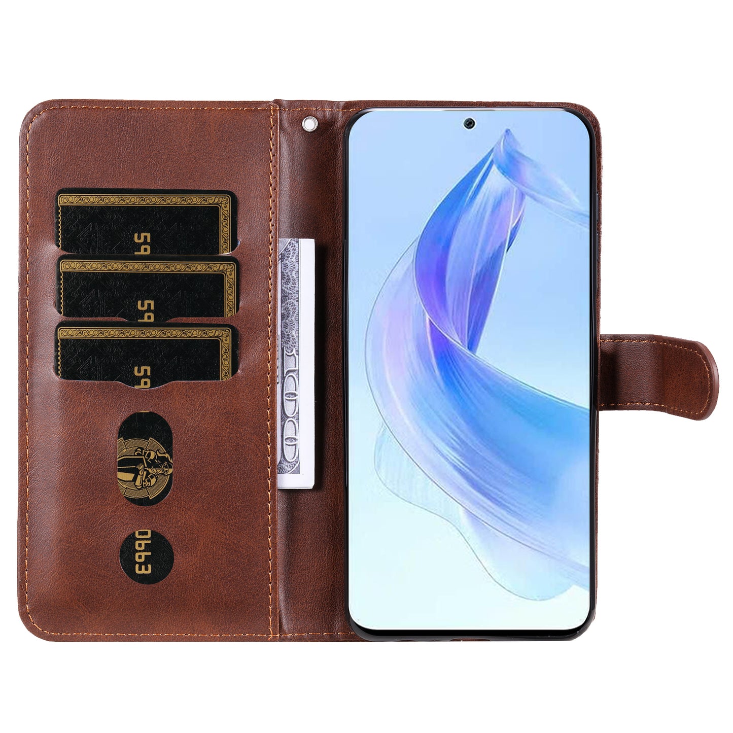 For Honor X50i 5G / 90 Lite 5G Zipper Pocket Phone Case Stand Shell Calf Texture Dustproof Wallet Smartphone Cover