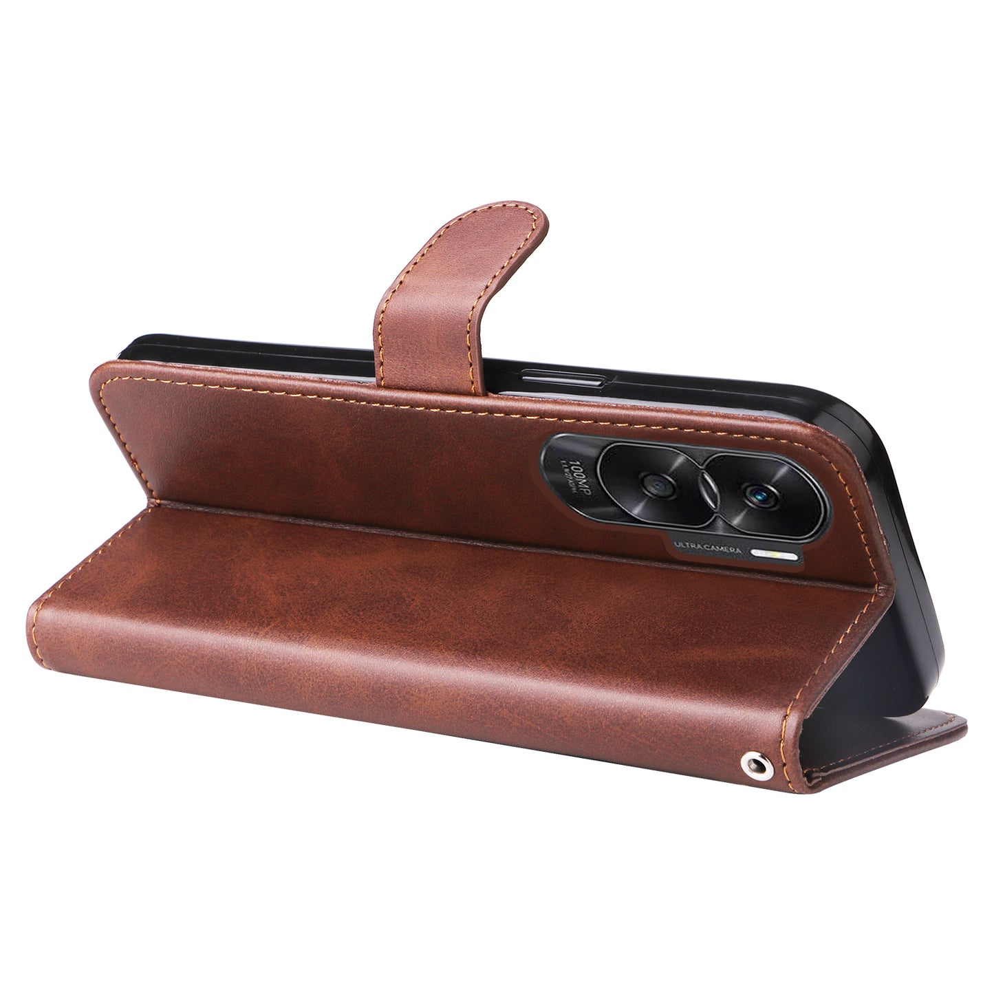 For Honor X50i 5G / 90 Lite 5G Zipper Pocket Phone Case Stand Shell Calf Texture Dustproof Wallet Smartphone Cover