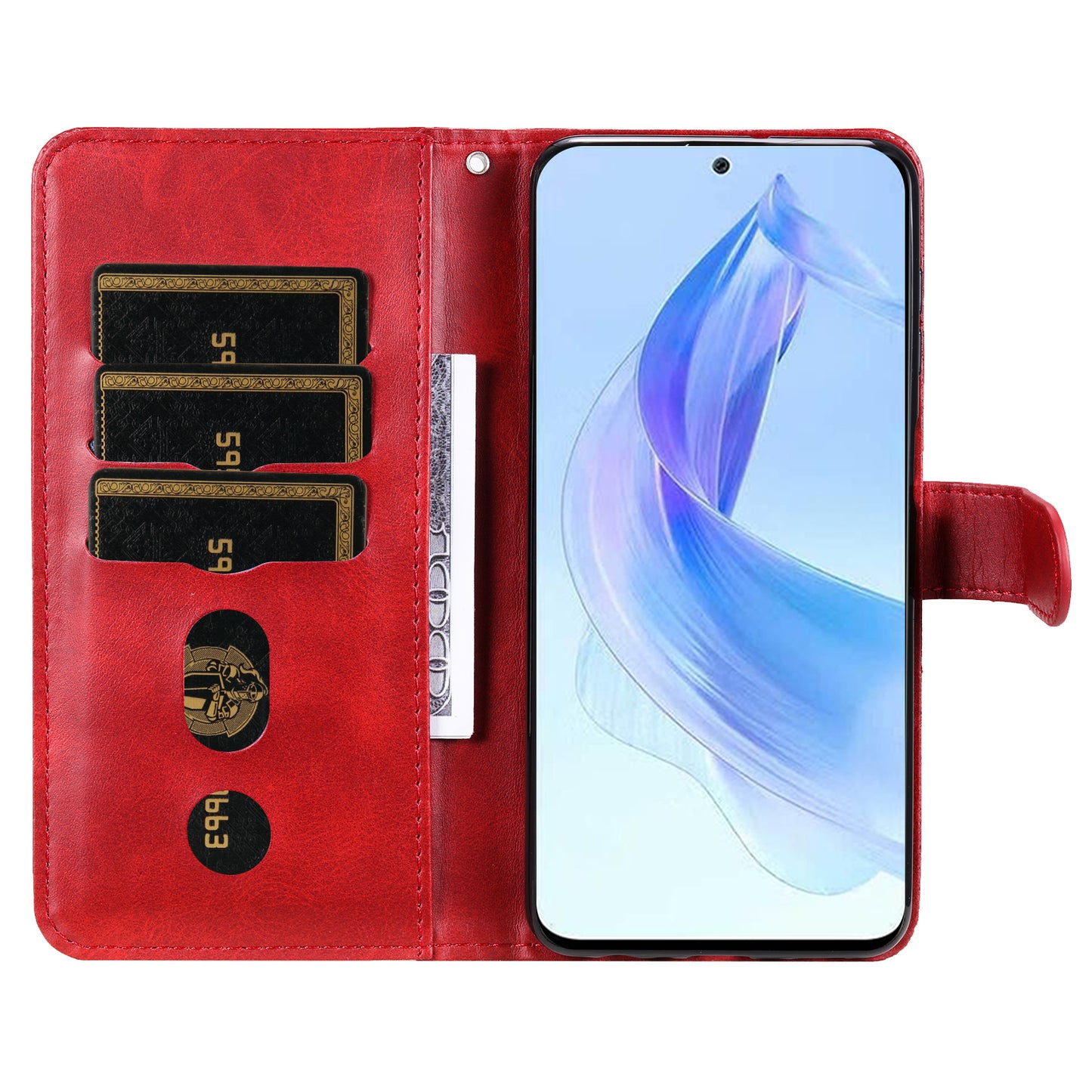 For Honor X50i 5G / 90 Lite 5G Zipper Pocket Phone Case Stand Shell Calf Texture Dustproof Wallet Smartphone Cover