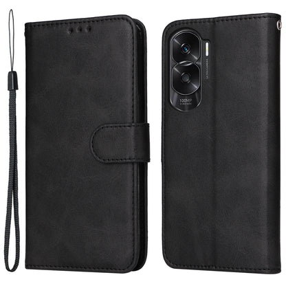 Cell Phone Cover for Honor X50i 5G / 90 Lite 5G Calf Texture Anti-scratch PU Leather Wallet Stand Case with Strap