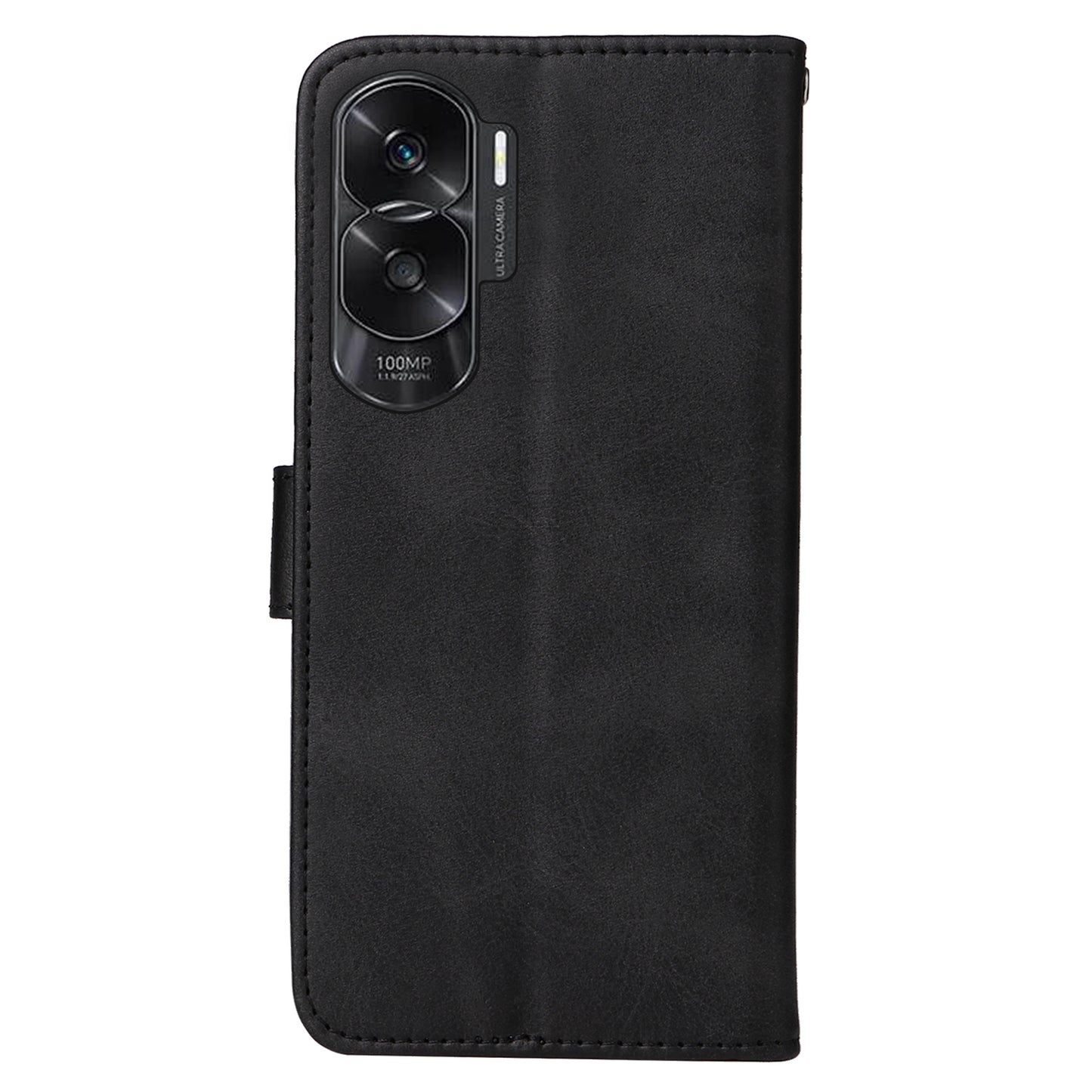 Cell Phone Cover for Honor X50i 5G / 90 Lite 5G Calf Texture Anti-scratch PU Leather Wallet Stand Case with Strap