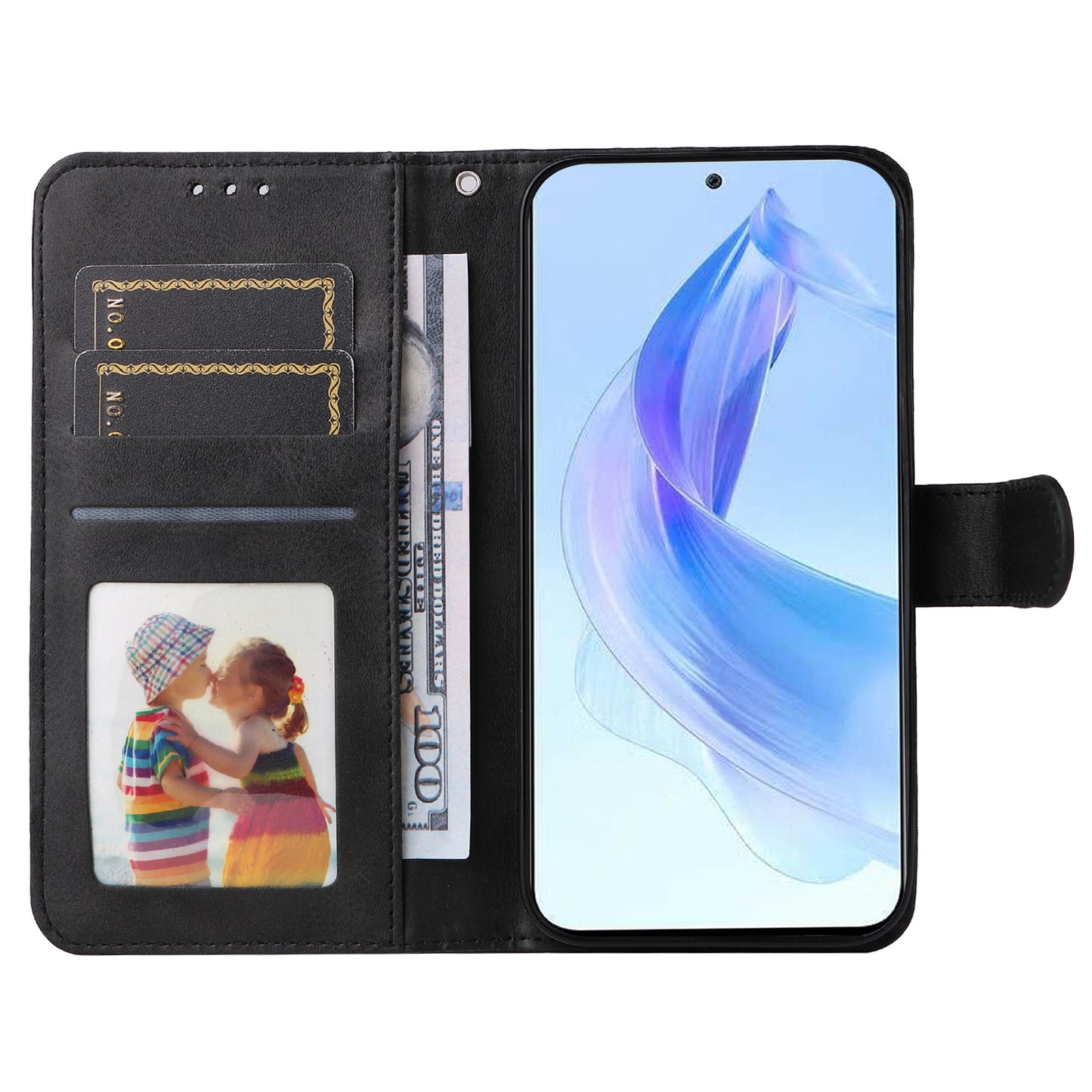 Cell Phone Cover for Honor X50i 5G / 90 Lite 5G Calf Texture Anti-scratch PU Leather Wallet Stand Case with Strap