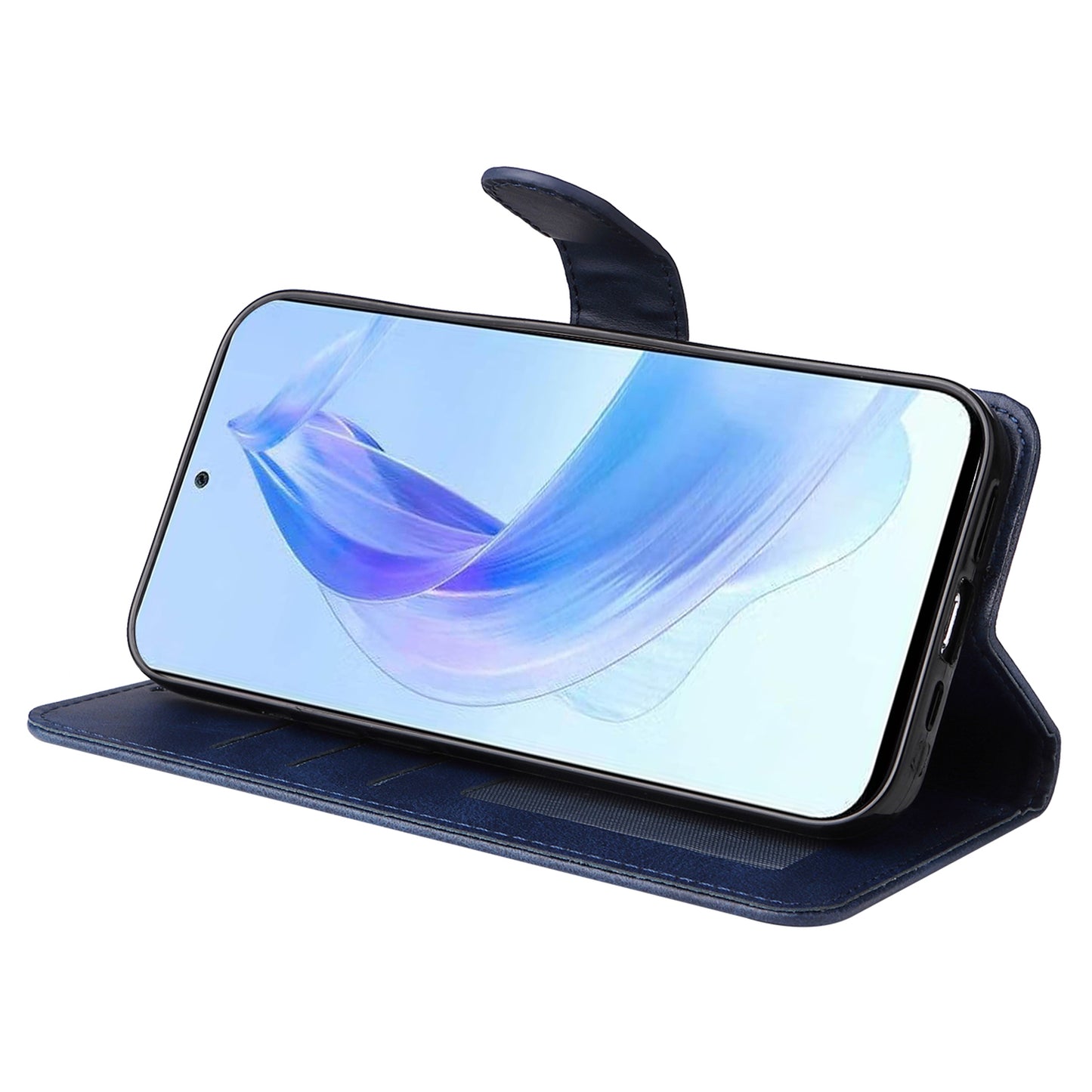 Cell Phone Cover for Honor X50i 5G / 90 Lite 5G Calf Texture Anti-scratch PU Leather Wallet Stand Case with Strap