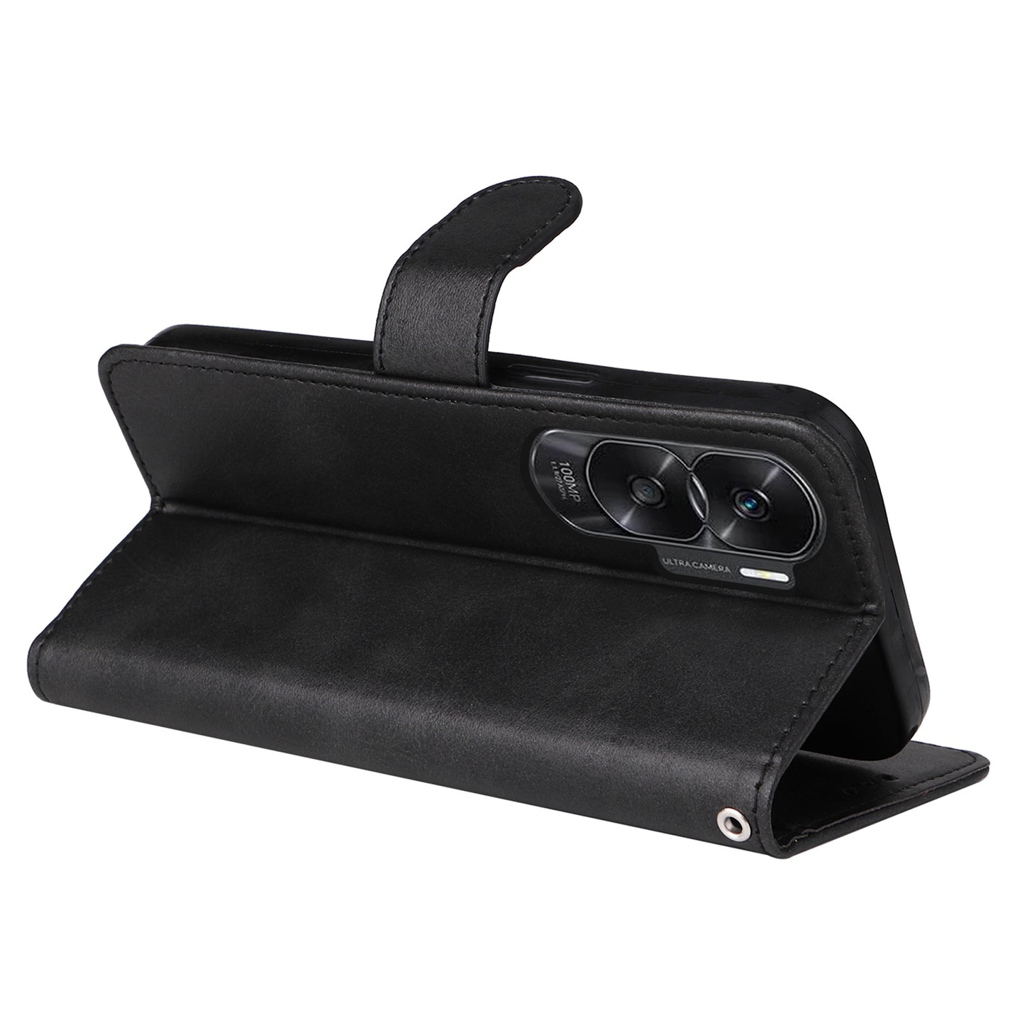 Cell Phone Cover for Honor X50i 5G / 90 Lite 5G Calf Texture Anti-scratch PU Leather Wallet Stand Case with Strap