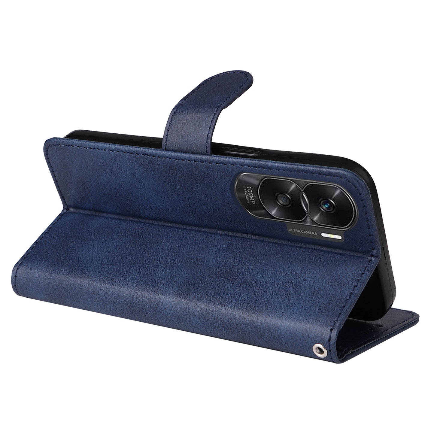 Cell Phone Cover for Honor X50i 5G / 90 Lite 5G Calf Texture Anti-scratch PU Leather Wallet Stand Case with Strap