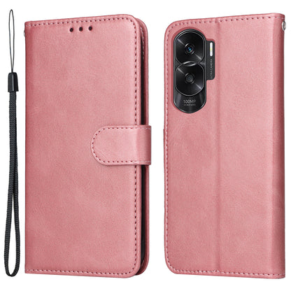 Cell Phone Cover for Honor X50i 5G / 90 Lite 5G Calf Texture Anti-scratch PU Leather Wallet Stand Case with Strap