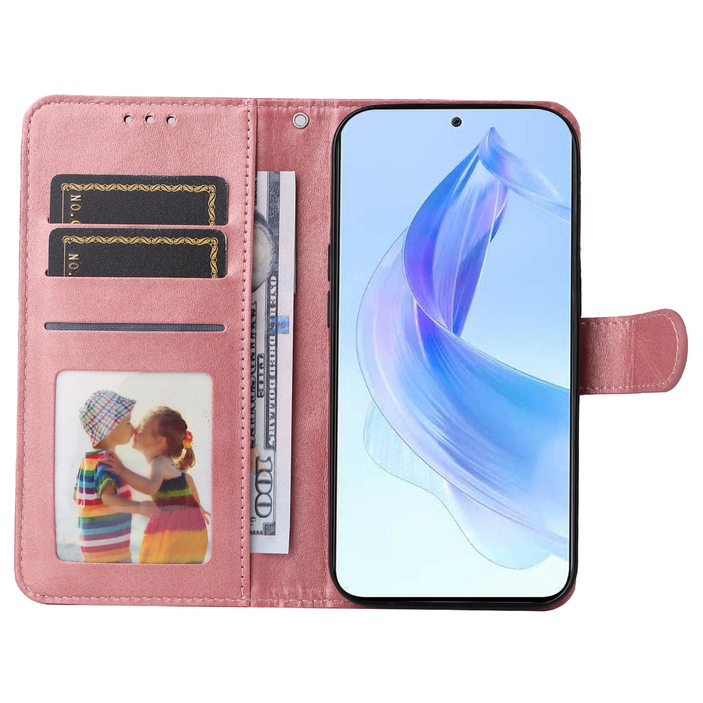 Cell Phone Cover for Honor X50i 5G / 90 Lite 5G Calf Texture Anti-scratch PU Leather Wallet Stand Case with Strap